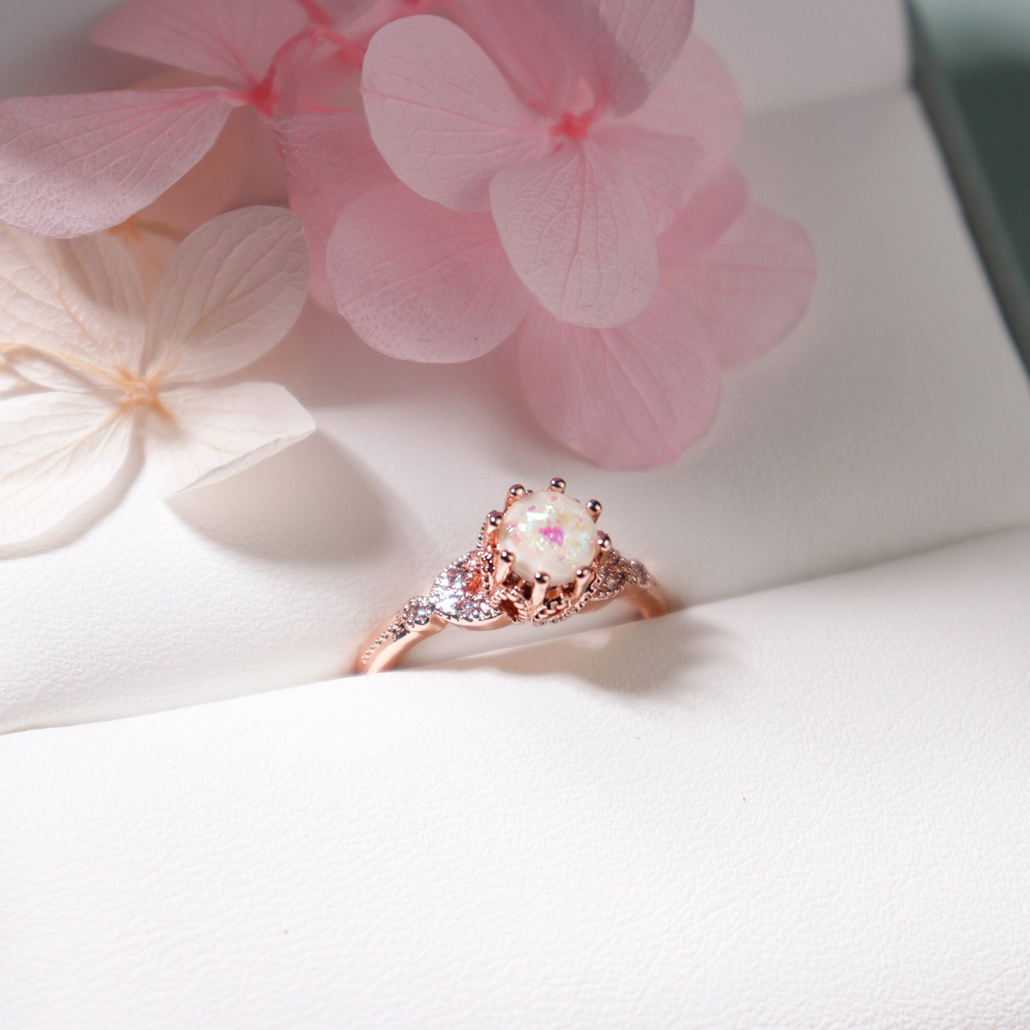 Minimalist Opal Adjustable Ring, Dainty Opal Ring-Spiritual Protection October Birthstones Gift