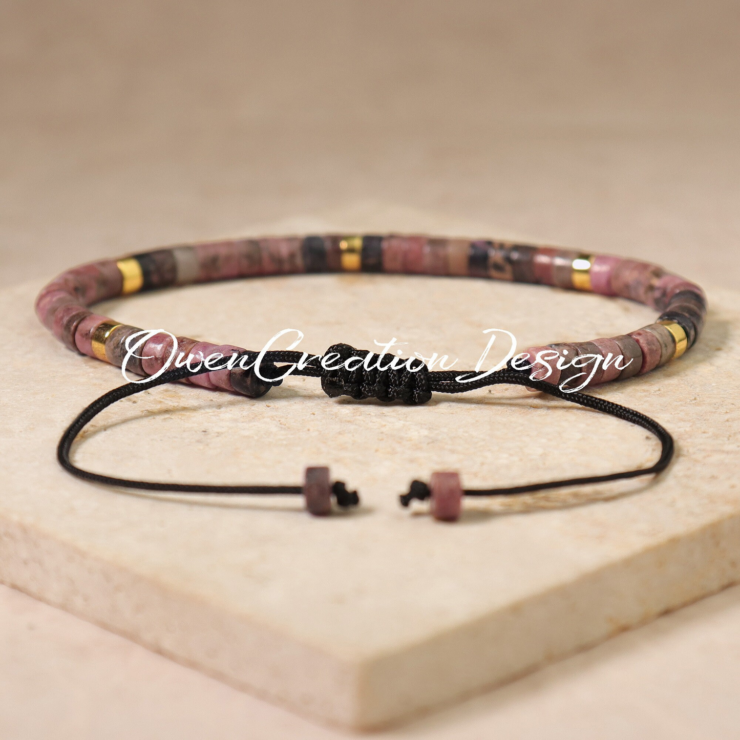 Rhodochrosite Beaded Dainty Bracelet-Natural Stone Grounding Minimal Bracelet- Healing Crystal Yoga Bracelet Gift for Women