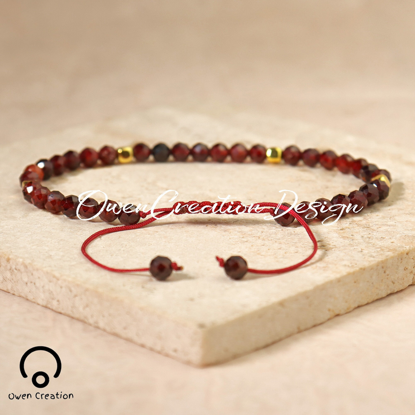 Minimalist Bracelet-Garnet Bracelet-Natural Stone Grounding Bracelet- Healing Crystal Yoga Dainty