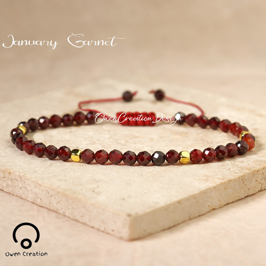 Minimalist Bracelet-Garnet Bracelet-Natural Stone Grounding Bracelet- Healing Crystal Yoga Dainty
