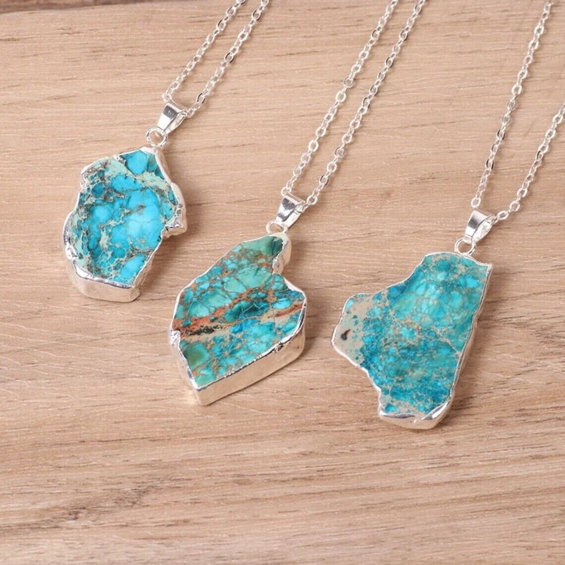 Natural Blue Turquoise Pendant Necklace- Crystal Balance Necklace-  Gift