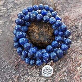 108 Beads Mala Prayer Bracelet- Lapis Lazuli Yoga Bracelet-Gifts for Mom