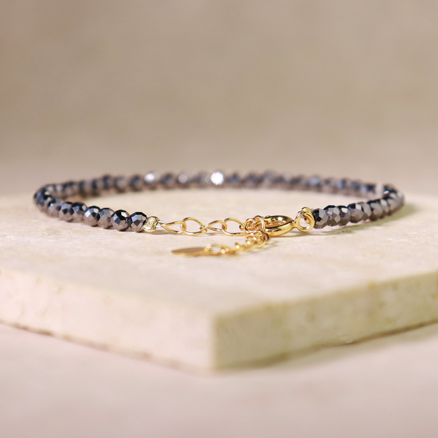 Minimalist Bracelet- Natural Hematite Stone Bracelet,Crystal Dainty Bracelet, Gift