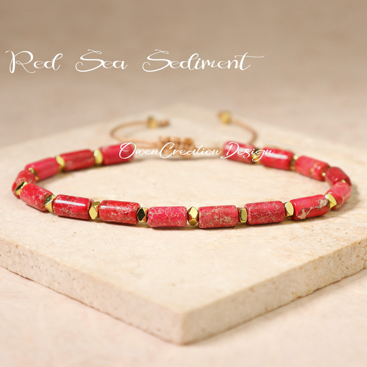 Minimalist Bracelet- Natural Red Sea Sediment Jasper Stone Bracelet,Crystal Dainty Bracelet, Healing Crystal Yoga Bracelet Gift for Women