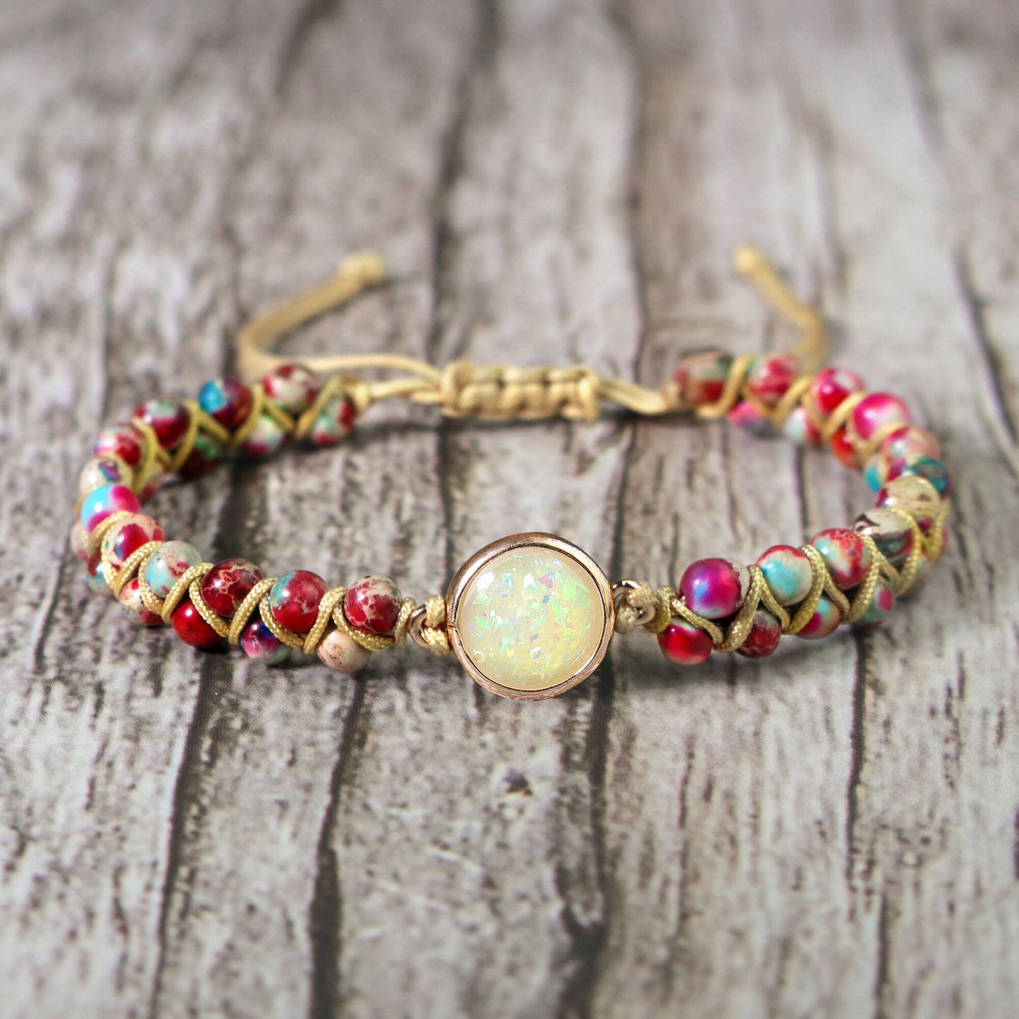 Opal Bracelet-Natural Galaxy Sea Sediment Stone Bracelet- Spiritual Protection Gift
