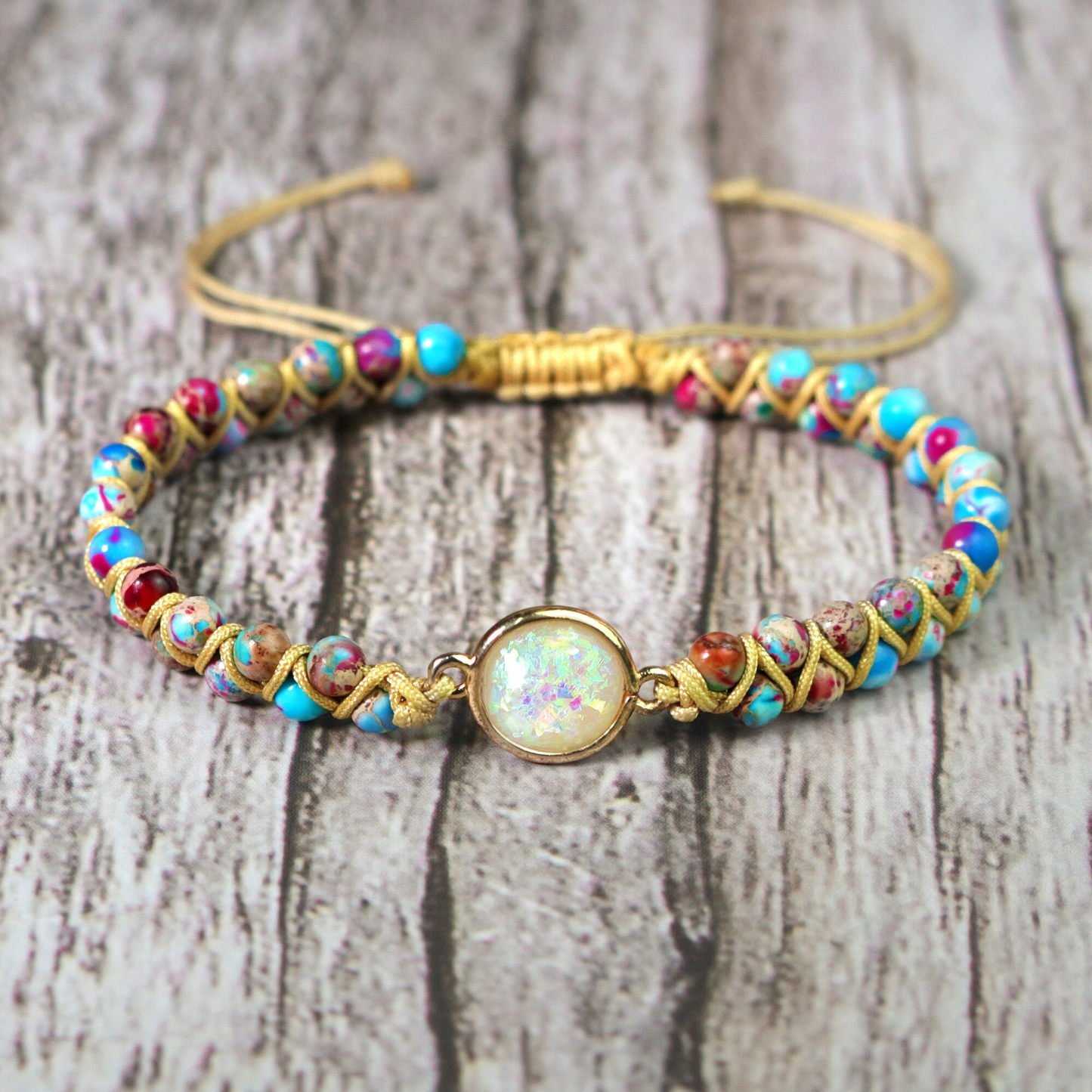 Opal Bracelet-Natural Galaxy Sea Sediment Stone Bracelet- Spiritual Protection Gift