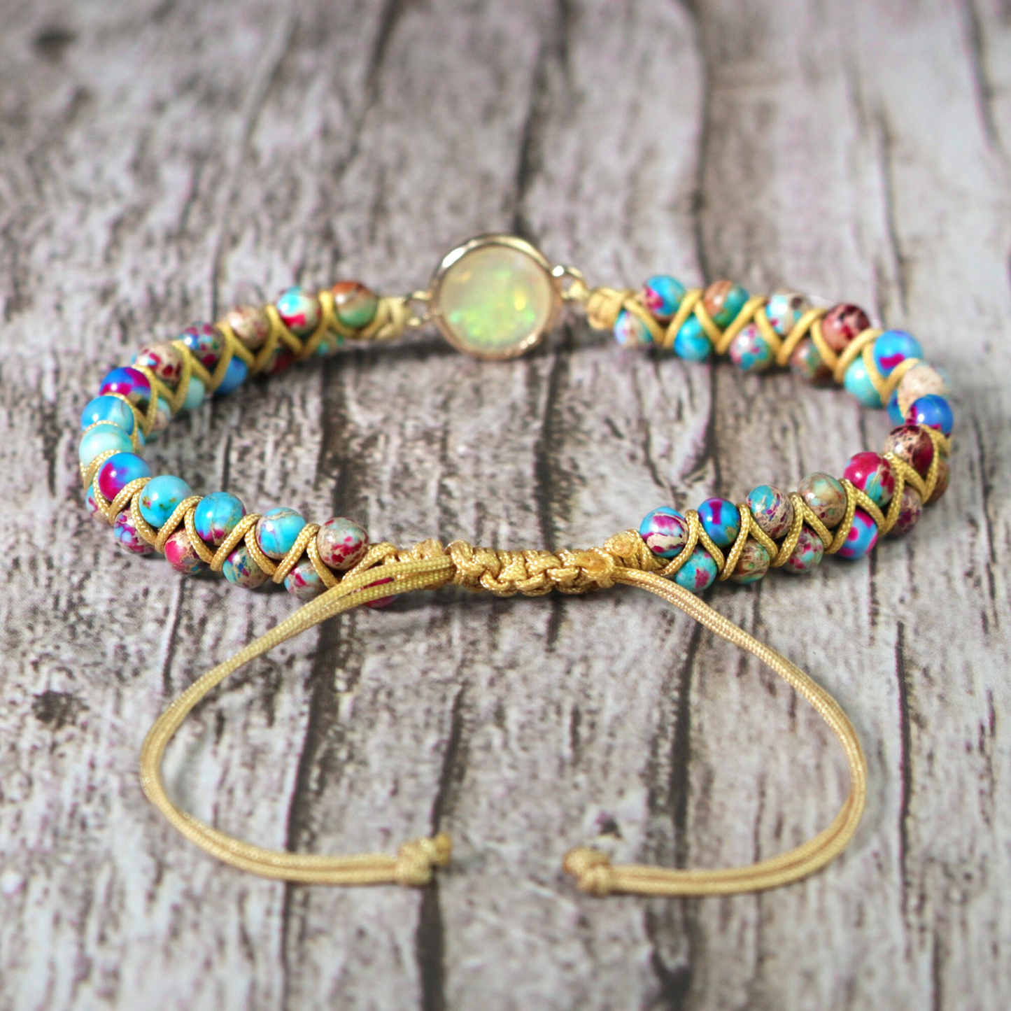 Opal Bracelet-Natural Galaxy Sea Sediment Stone Bracelet- Spiritual Protection Gift