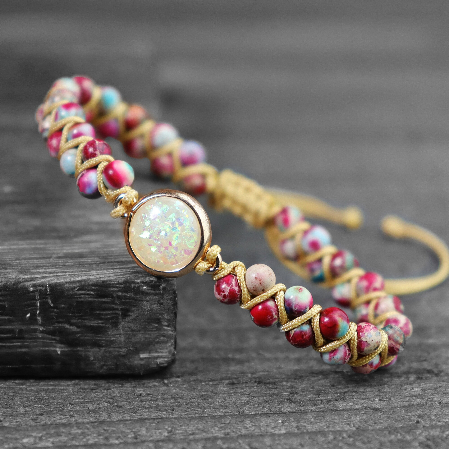 Opal Bracelet-Natural Galaxy Sea Sediment Stone Bracelet- Spiritual Protection Gift