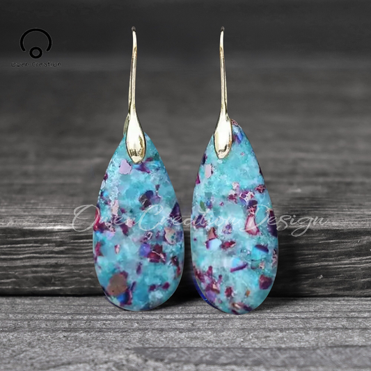 Natural Gemstone Dangle Earrings, Bijoux Geometric Healing Drop Earrings, Bohemia Earrings, Inner Peace Meditation Earrings Gift
