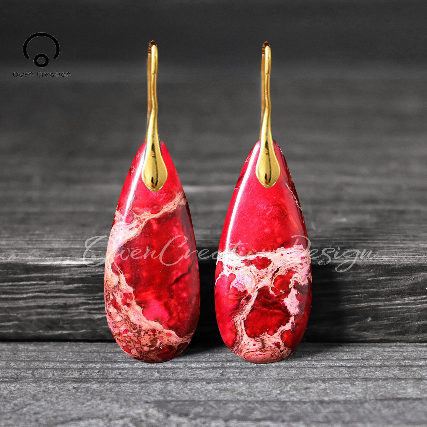 Red Sea Sediment Teardrop Earrings- Mental Health Gemstone Dangle Drop Earrings for Women Gift