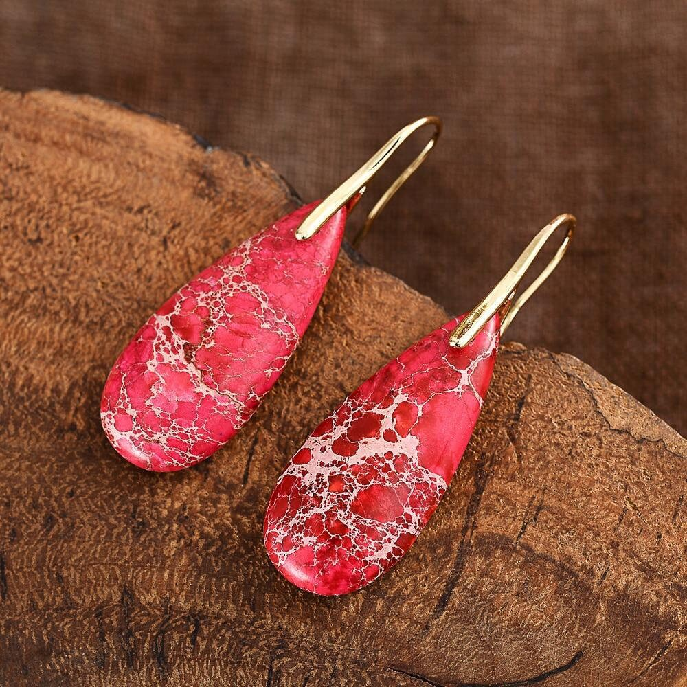 Red Sea Sediment Teardrop Earrings- Mental Health Gemstone Dangle Drop Earrings for Women Gift