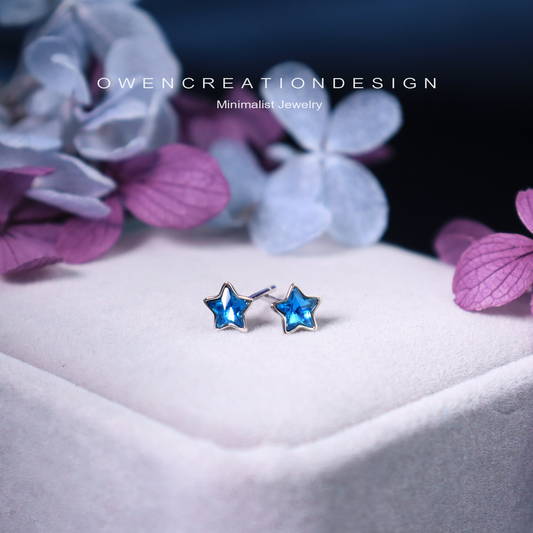 Sterling Silver Minimalist Stars Stud Earrings, Delicate Dainty Earrings,Simple Studs Geometric Jewelry