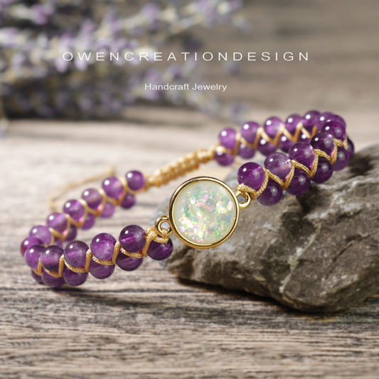 Natural Amethyst Stone Bracelet, Healing Crystal Dainty Bracelet,   Gift