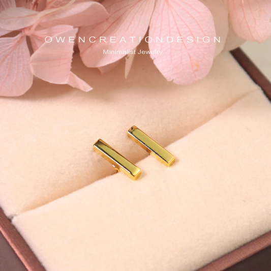 Minimalist Bar Stud Earrings,Dainty Line Stud Earrings,Tiny T Earrings Slim Bar Studs,Gold and Silver Stainless Steel Earrings