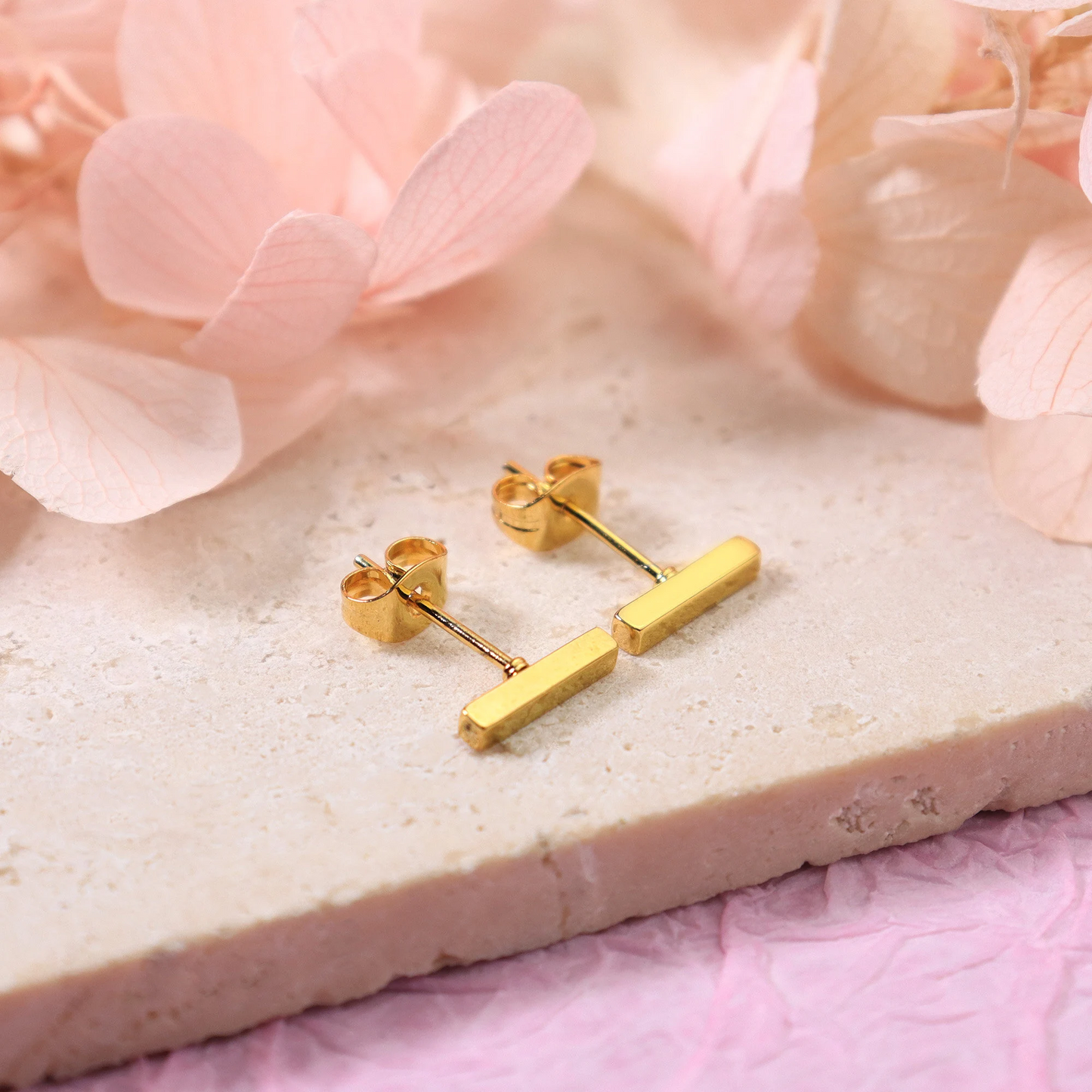 Minimalist Bar Stud Earrings,Dainty Line Stud Earrings,Tiny T Earrings Slim Bar Studs,Gold and Silver Stainless Steel Earrings