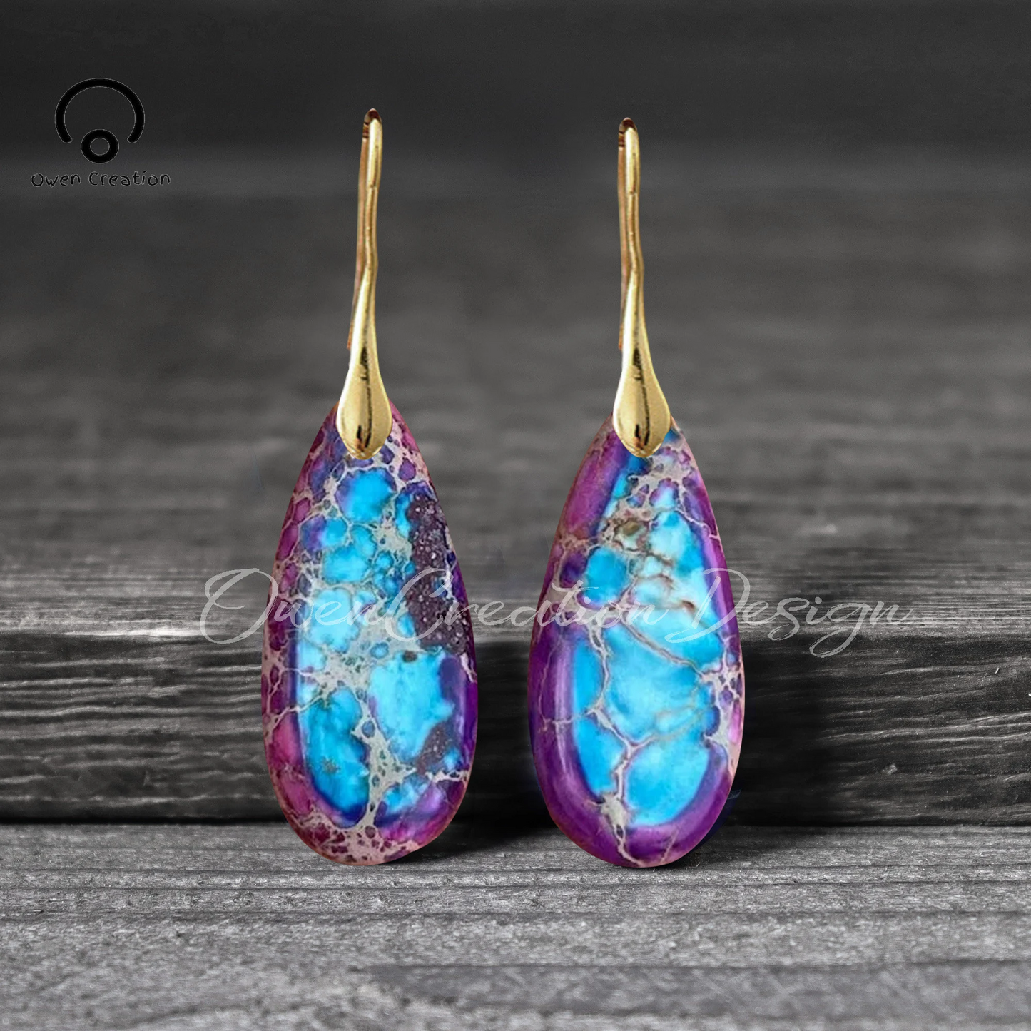 Natural Gemstone Dangle Earrings, Purple Healing Drop Earrings, Bohemia Earrings, Gold Earring, Inner Peace Meditation Earrings Gift