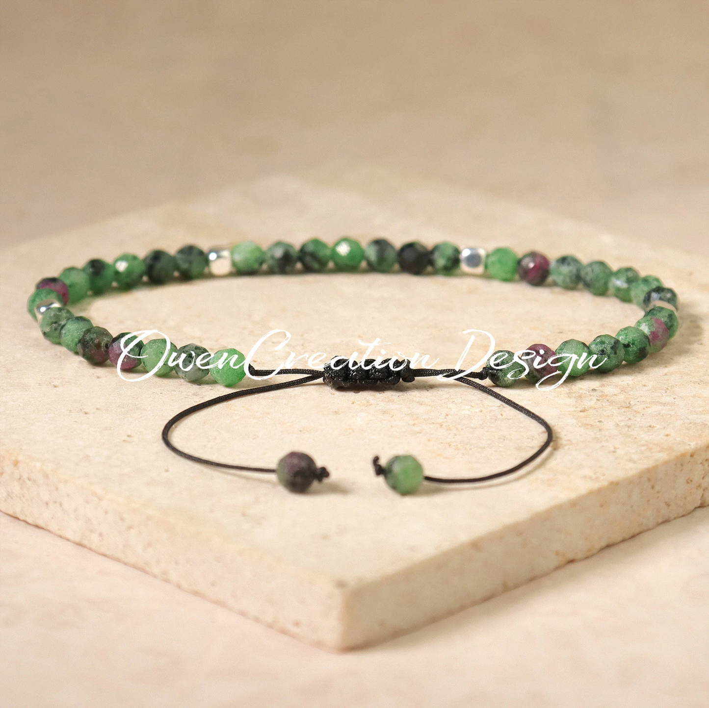 Natural Stone Bracelet- Ruby Zoisite MInimalist Bracelet- Healing Crystal Yoga Dainty Bracelet