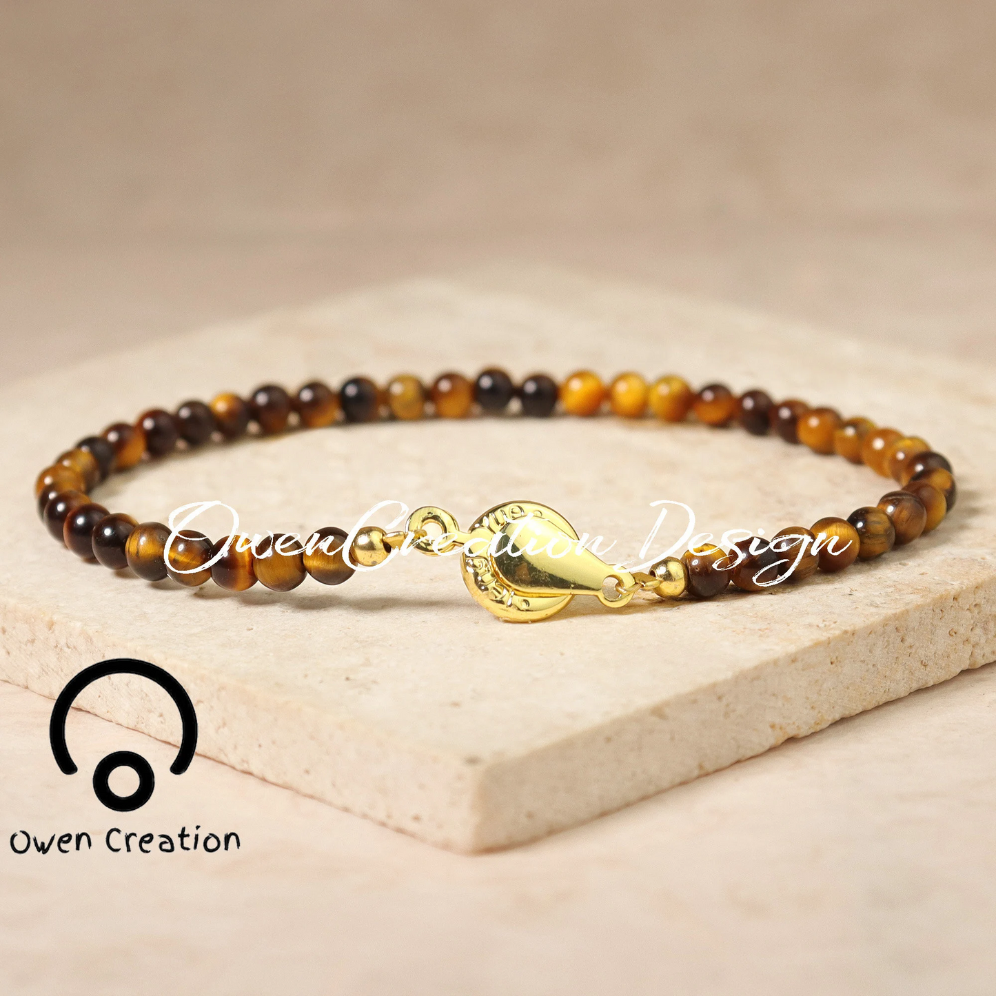 Minimalist Bracelet, Natural Tiger's Eye Stone Bracelet,Healing Crystal Yoga Dainty Bracelet Gift for Women