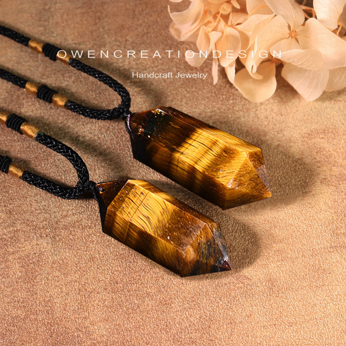 Natural Tiger Eye Stone Pendant Necklace- Healing Meditation Crystal Pendant- Spiritual Protection Gift
