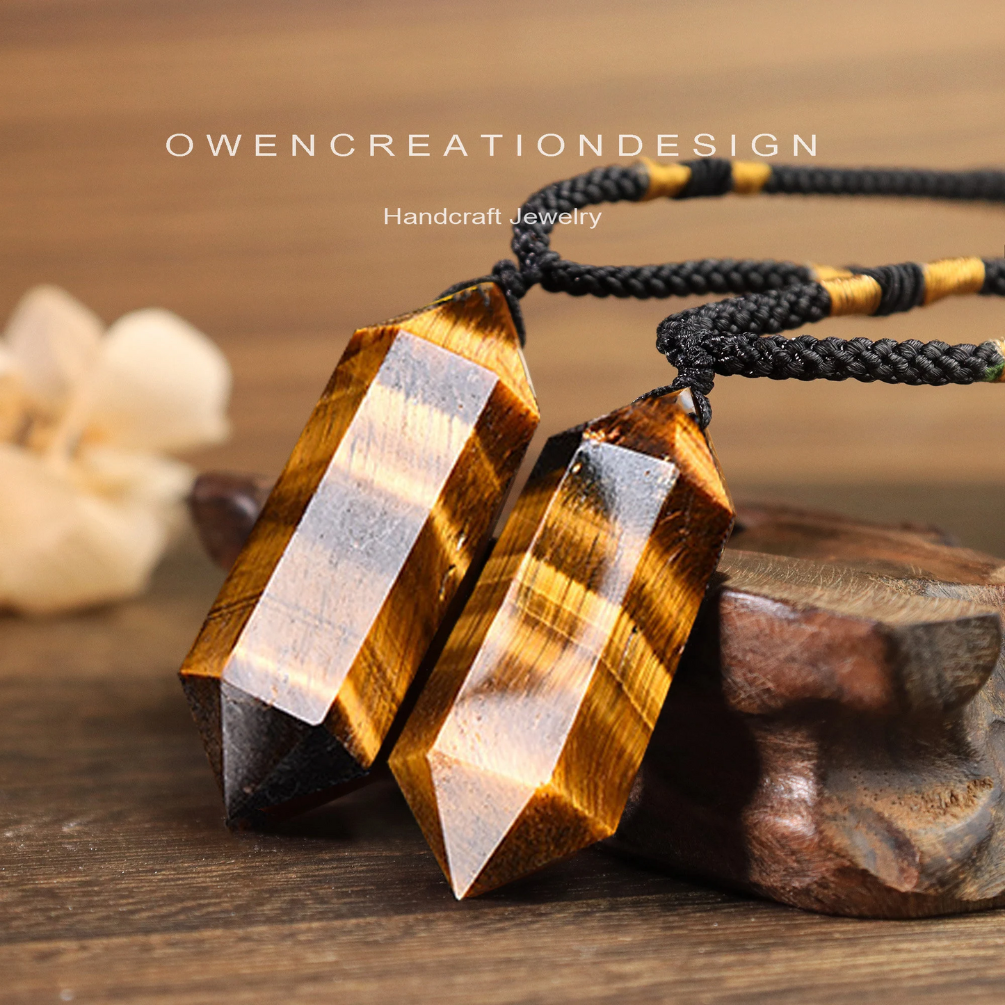 Natural Tiger Eye Stone Pendant Necklace- Healing Meditation Crystal Pendant- Spiritual Protection Gift