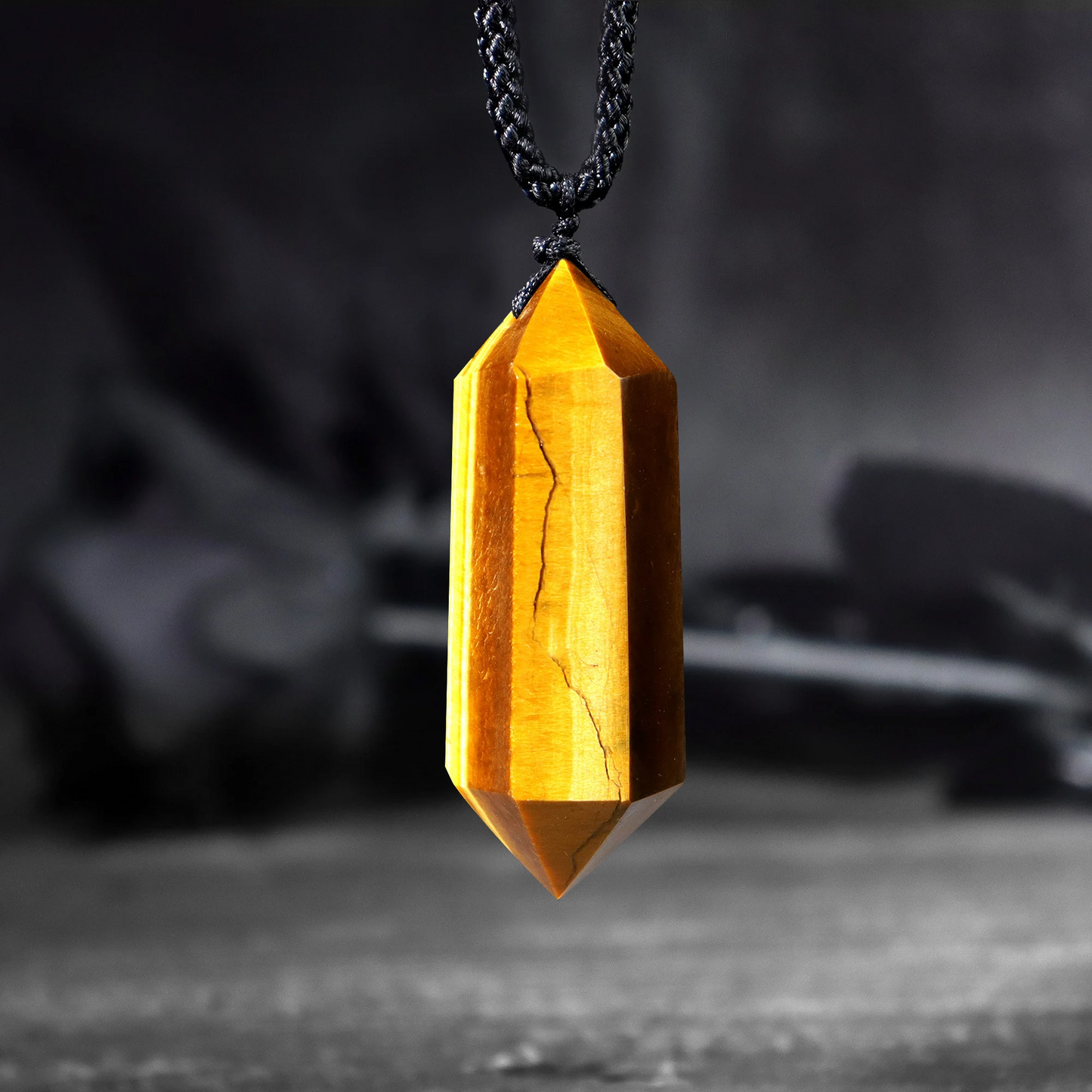 Natural Tiger Eye Stone Pendant Necklace- Healing Meditation Crystal Pendant- Spiritual Protection Gift