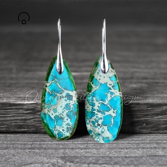 Natural Gemstone Dangle Earrings, Color Leaf Earrings Healing Earring, Bohemia Earring, Sliver Earring, Inner Peace Meditation Earrings Gift
