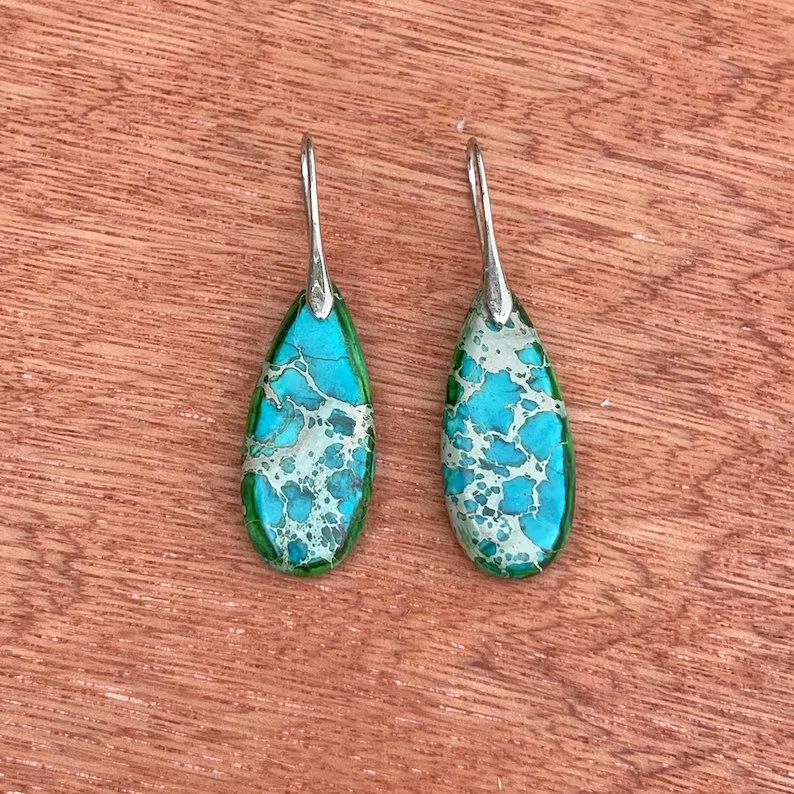 Natural Gemstone Dangle Earrings, Color Leaf Earrings Healing Earring, Bohemia Earring, Sliver Earring, Inner Peace Meditation Earrings Gift
