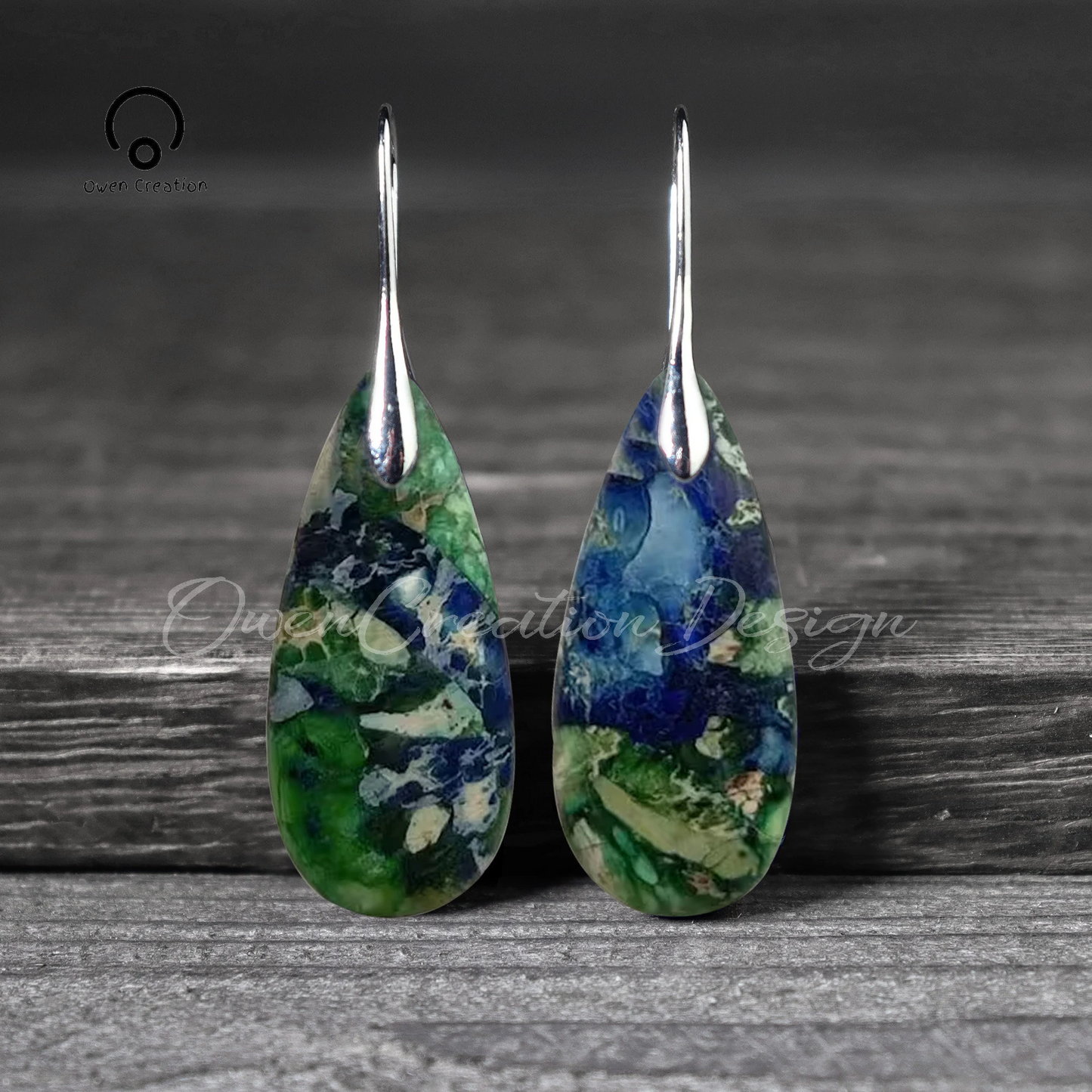 Natural Sea Sediment Jasper Stone Earrings-Inspirational Balance Calming Healing Earrings-Spiritual Protection Meditation Earrings Gif