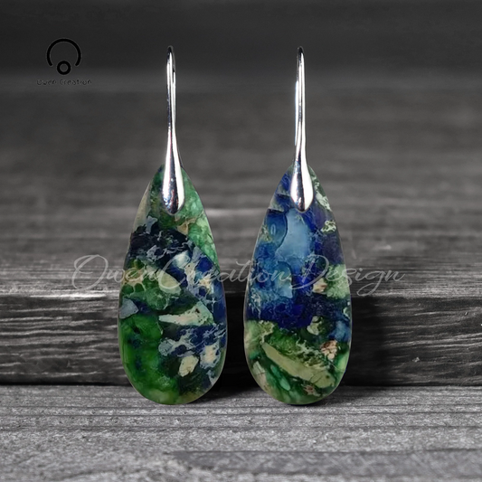 Natural Sea Sediment Jasper Stone Earrings-Inspirational Balance Calming Healing Earrings-Spiritual Protection Meditation Earrings Gif