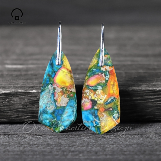 Natural Gemstone Dangle Earrings, Yellow Healing Drop Earrings, Bohemia Earrings, Gold Earrings, Inner Peace Meditation Earrings Gift