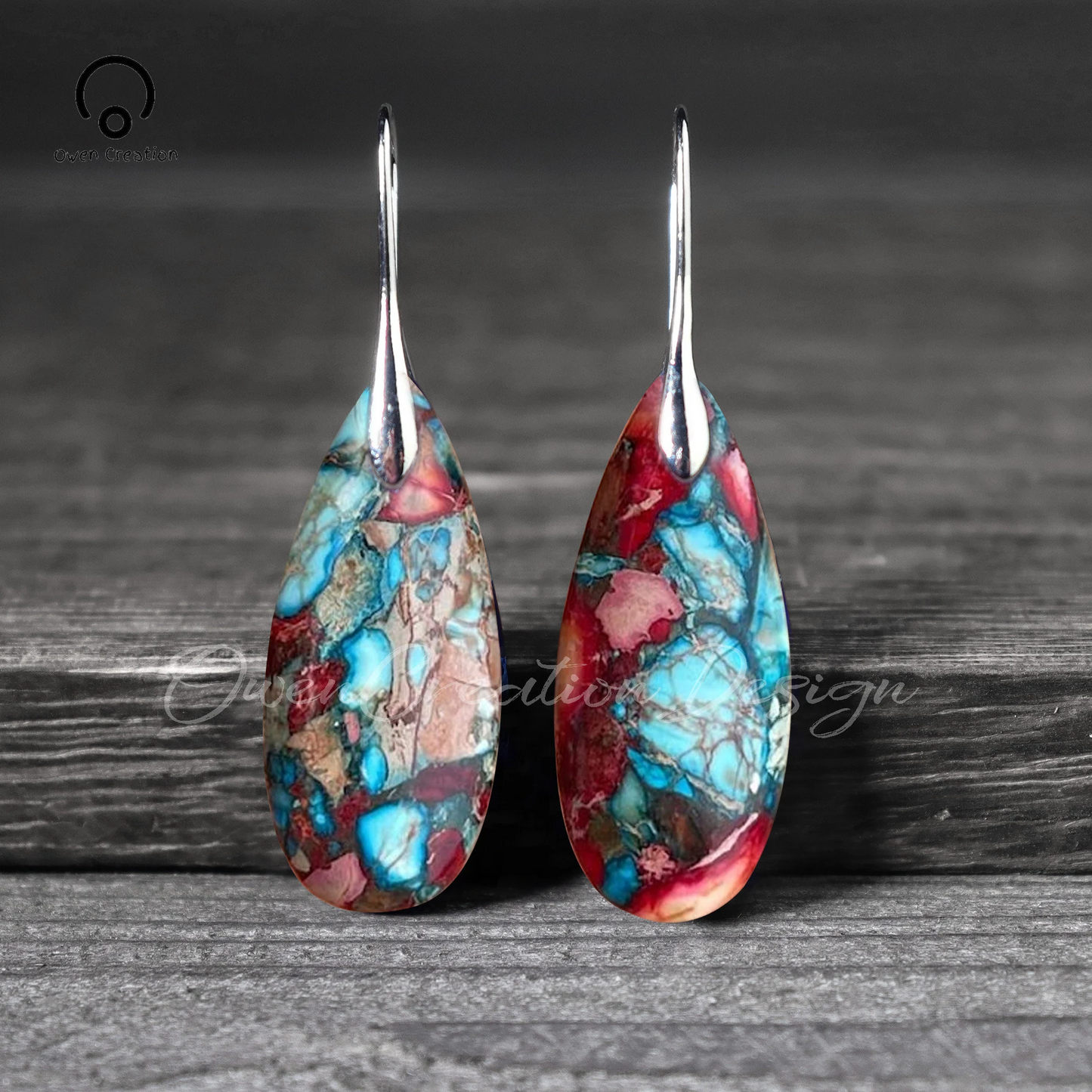 Natural Gemstone Dangle Earrings, Color Leaf Earrings Healing Earring, Bohemia Earring, Sliver Earring, Inner Peace Meditation Earrings
