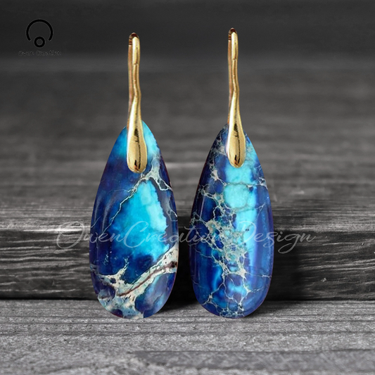 Natural Gemstone Colorful Earrings, Nature Healing Drop Earrings, Bohemia Earrings, Gold Earring