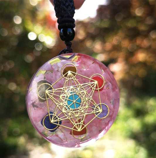 7 Chakra Orgonite Rose Quartz Crystal Pendant Necklace-Orgonite Gift