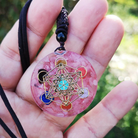 7 Chakra Orgonite Rose Quartz Crystal Pendant Necklace-Orgonite Gift
