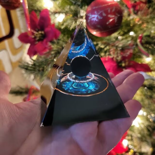 Orgone Pyramid-Natural Black Obsidian Stone Orgonite Pyramid-Chakra Crystal Sphere Orgonite