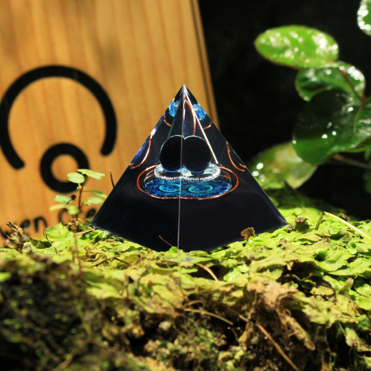 Orgone Pyramid-Natural Black Obsidian Stone Orgonite Pyramid-Chakra Crystal Sphere Orgonite