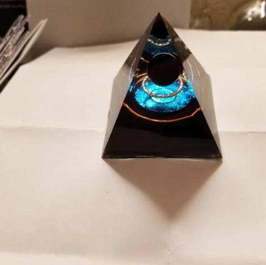 Orgone Pyramid-Natural Black Obsidian Stone Orgonite Pyramid-Chakra Crystal Sphere Orgonite