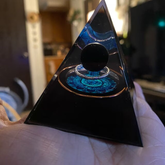 Orgone Pyramid-Natural Black Obsidian Stone Orgonite Pyramid-Chakra Crystal Sphere Orgonite