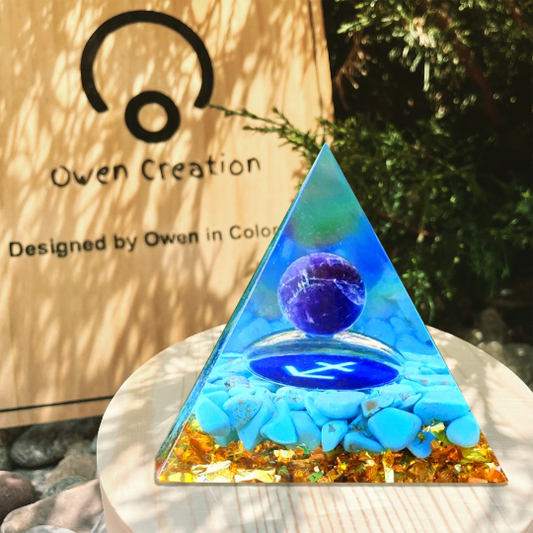 Sagittarius Orgonite Pyramid-Lapis Lazuli Crystal Sphere Turquoise Orgone Pyramid