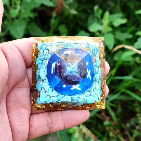 Sagittarius Orgonite Pyramid-Lapis Lazuli Crystal Sphere Turquoise Orgone Pyramid