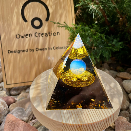 Sacred Geometry Orgonite Pyramid-Obsidian Crystal Orgone Pyramid