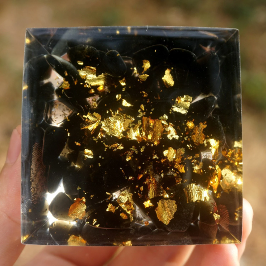 Sacred Geometry Orgonite Pyramid-Obsidian Crystal Orgone Pyramid