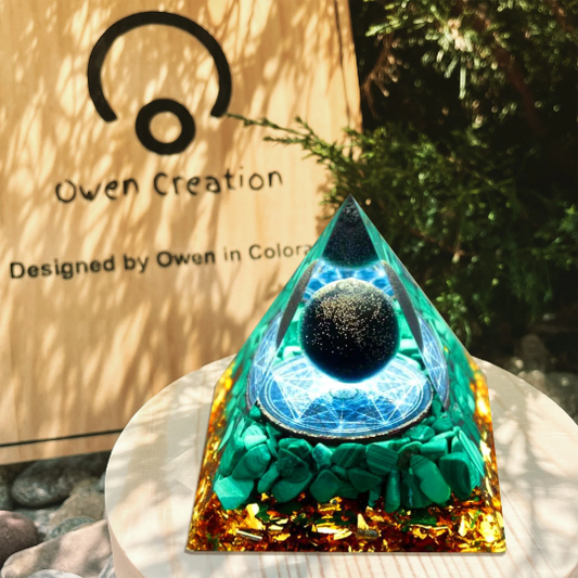 Obsidian Crystal Sphere Orgonite Pyramid-GIFT Home Office Decor