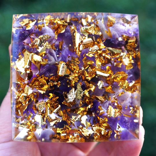Orgonite Amethyst Crystal Sphere Pyramid Orgonite Meditation Tool Orgone Pyramid