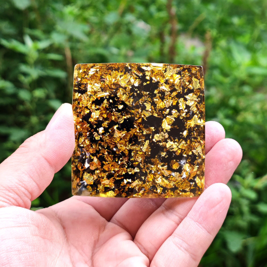 Natural Tiger's Eye Crystal Sphere With Obsidian Crystal Orgonite Pyramid