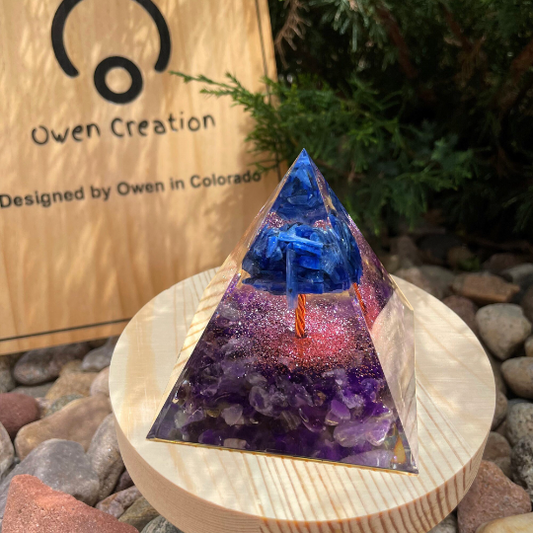 Tree of Life Pyramid-Amethyst Meditaiton Crystal Orgone Pyramid