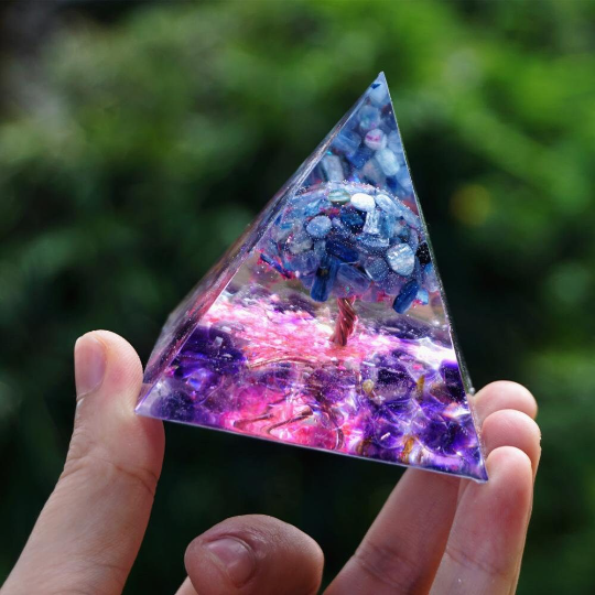 Tree of Life Pyramid-Amethyst Meditaiton Crystal Orgone Pyramid