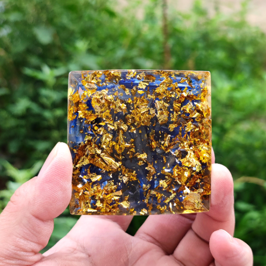 Amethyst Orgone Pyramid-Blue Kyanite Orgonite Pyramid