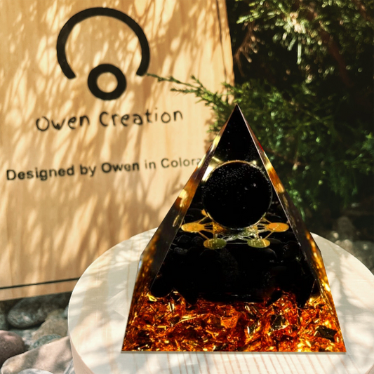 Obsidian Orgone Pyramid-Crystal Sphere Orgonite