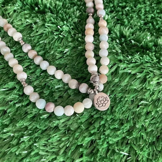 108 Mala Beads Bracelet, Amazonite Stone Bracelet-Healing Yoga Bracelet, Calming Balance Meditation Spiritual Protection Bracelet